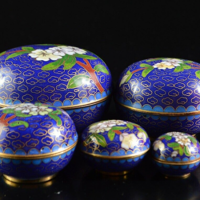Shippō / Cloisonné Enamelware Set: 5pc Kogo