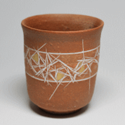 Kenji Takenaka Inlaid Aka-Bizen Yunomi